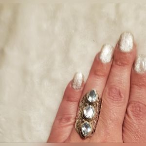 925 SILVER AND BLUE TOPAZ KNUCKLE RING SZ 7